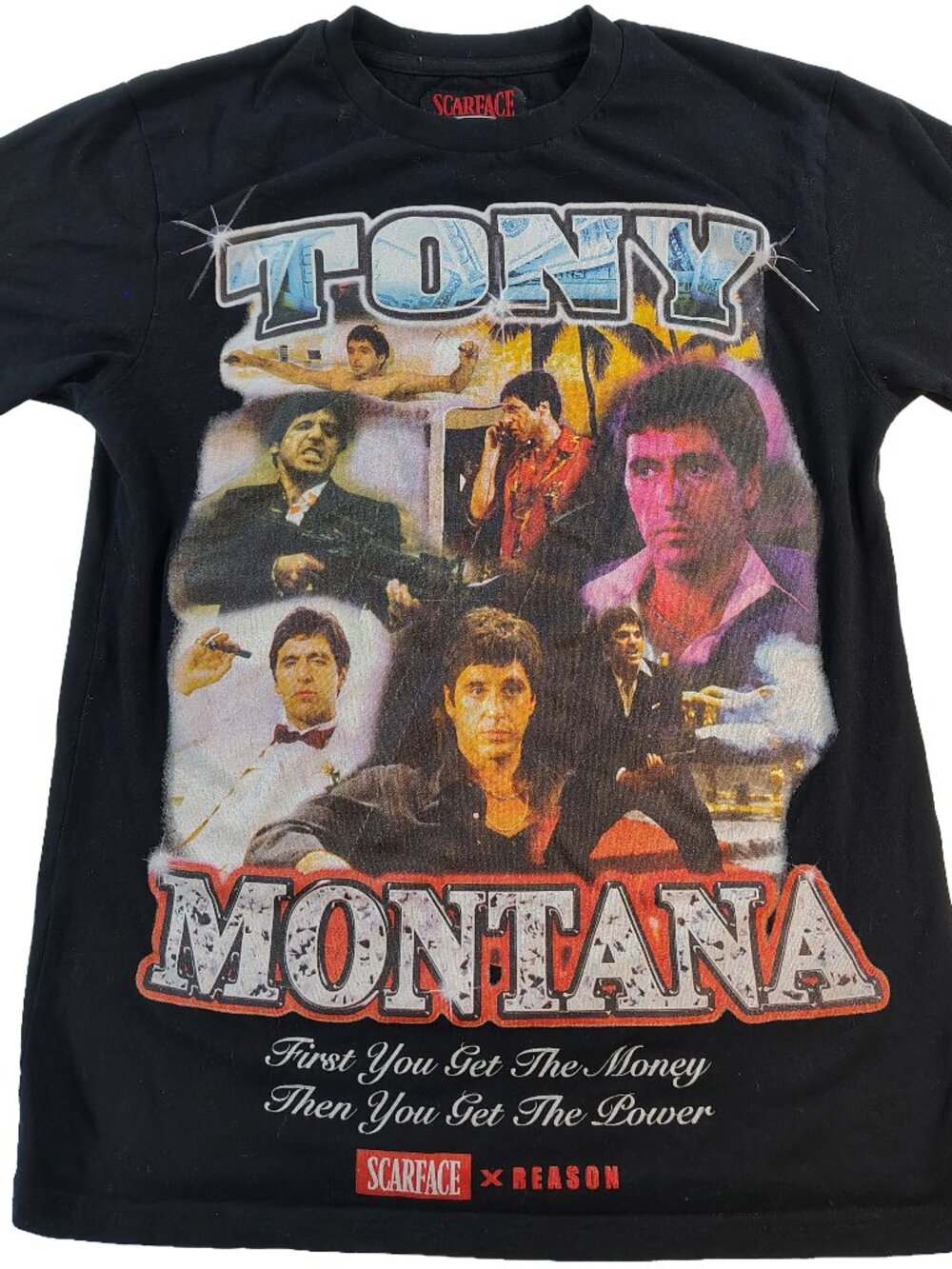 Mens Small Black Scarface No Limit Stylized Tony Montana Reason Graphic T-Shirt